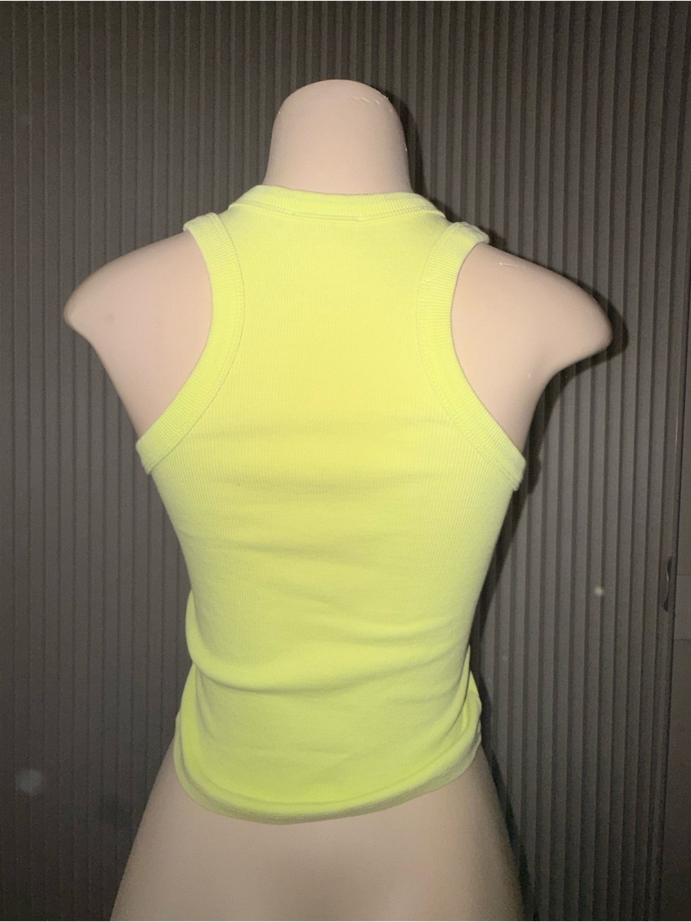 Zara Neon Yellow Ribbed Crop Racerback Tank - Picture 2 of 3